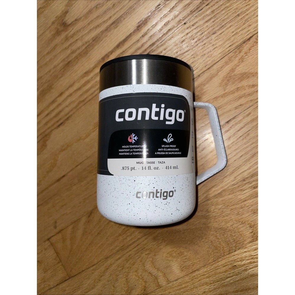 Elegant Vacuum-Insulated 14 oz Mug with Handle - Salt Powder Coat Speckle Finish